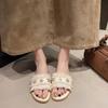Slippers women's summer wear new fashion rhinestone one-word flat-bottomed beach sandals