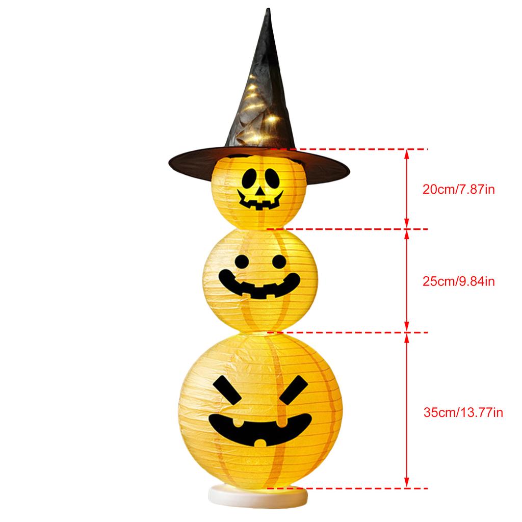 Halloween Decorative Pumpkin Paper Lantern W/ Witch Hat Halloween Pumpkin Light Jack-O-Lantern Pumpkin Light for Parties Outdoor