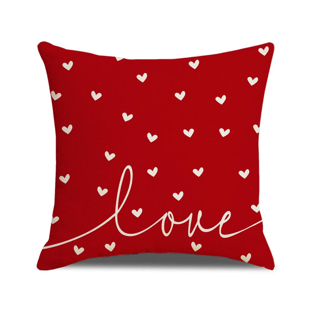 Valentine's Day Pillow Letter Printed Linen Decoration Car Cushion Home Sofa Pillow Cover
