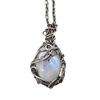 Women Necklace High Quality Vintage Silver Color Moonstones Lady Pendant for Prom