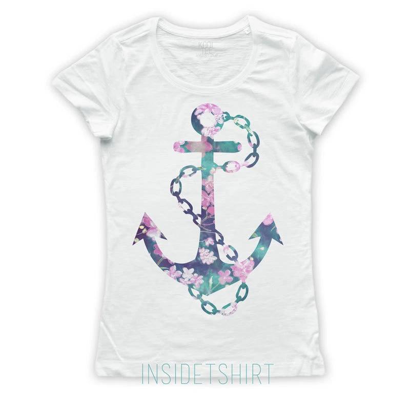 STILL FLORAL T-SHIRT women s jersey flowers vintage anchor flower T-SHIRT GIRL M