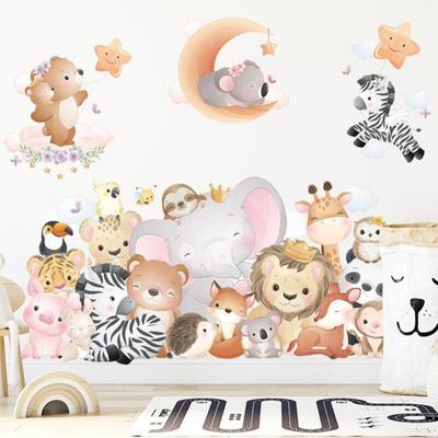 Cartoon Animal Party Wall Stickers Kid's Nursery Room Decoration Vinyl Decals DIY