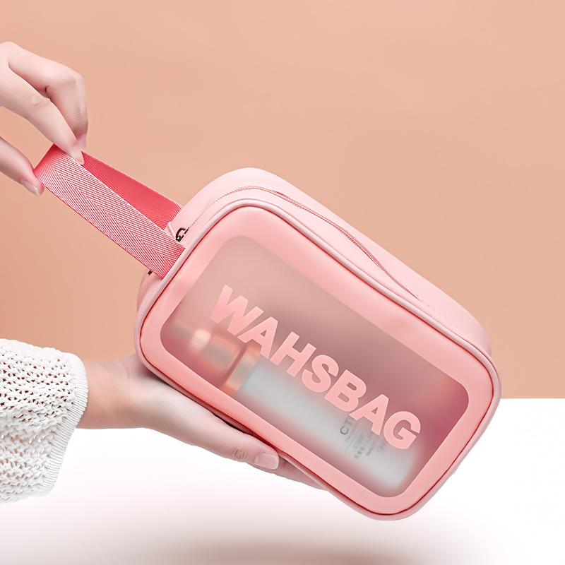Transparent Makeup Bag Three Piece Set Wash Bag Matte Semi Transparent Large Capacity Bath Bag Portable Storage Bag