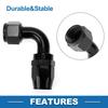 A ABSOPRO Female Flare Reducer Hose Fitting Adapter TF-1001-AN12 90° Fuel Line Connector Aluminum O Ring Black