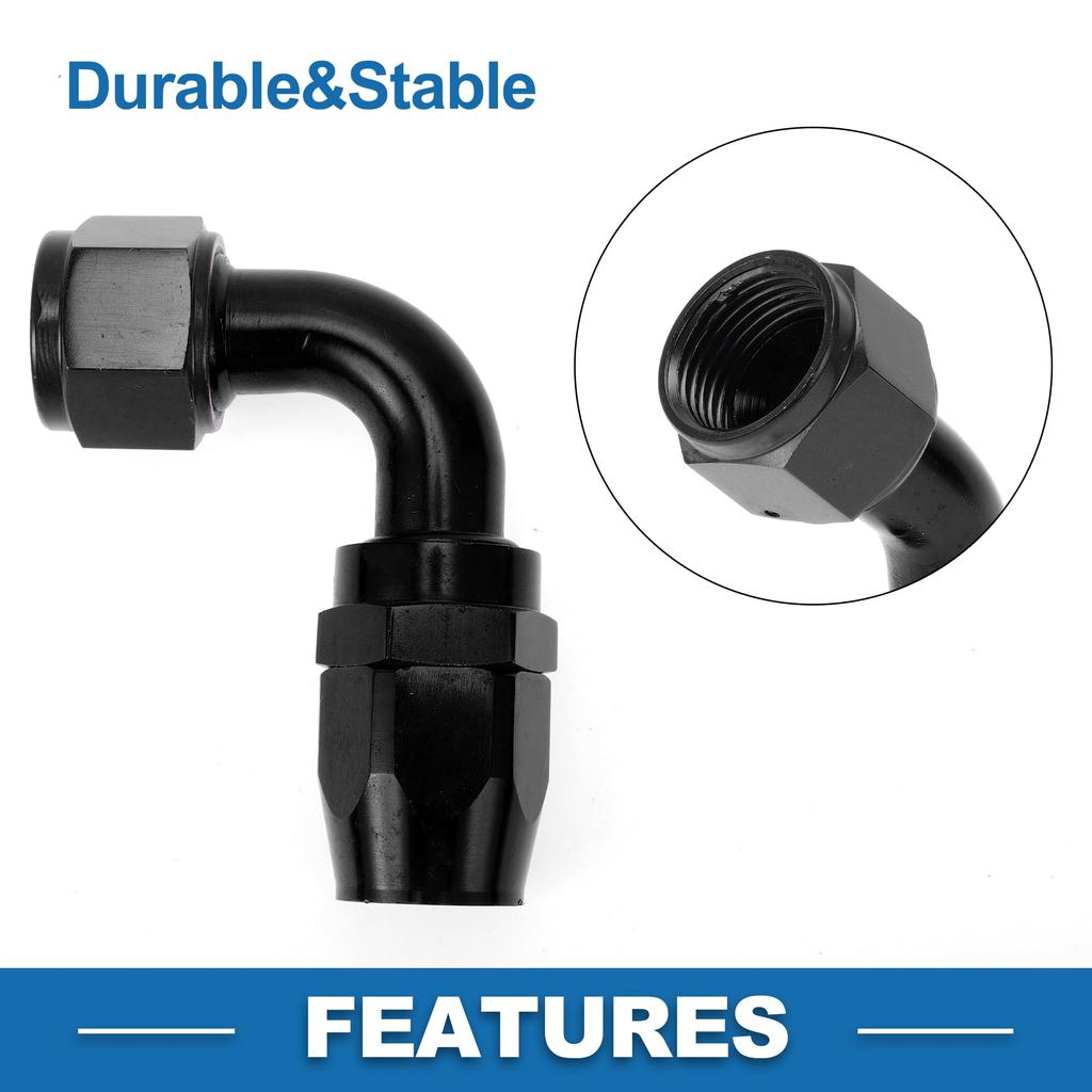 A ABSOPRO Female Flare Reducer Hose Fitting Adapter TF-1001-AN12 90° Fuel Line Connector Aluminum O Ring Black