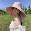 Solid Color Wide Brim Sun Hat Korean Style With Neck Cover Sun Protection Hat Neck Protection Adjustable Women Bucket Hat Ladies