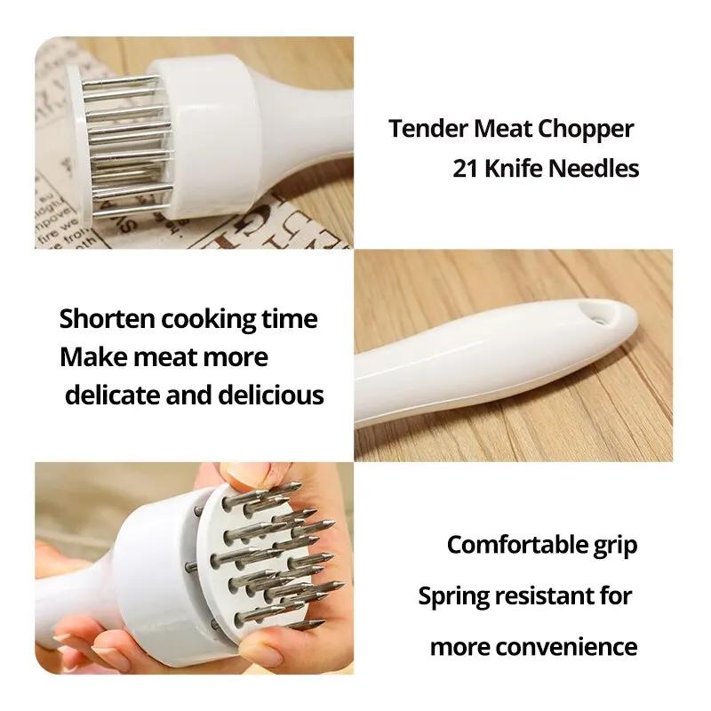 1 stk hvit håndholdt bruk husholdningsmør kjøttnål med ødelagte sener Svinekotelett Kyllingkotelett Kyllingvinger Kjøttnålhammer