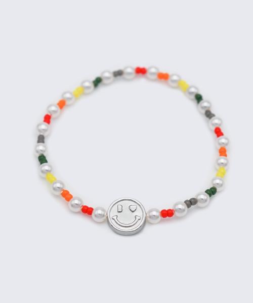 Bonbeau Heart Smile Swarovski Pearl Mix Bracelet Kitsch Smile Charm Swarovski Pearl Bead Mix Bracelet