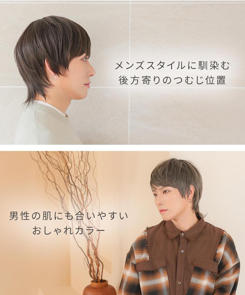 AQUADOLL Wolf Wig, Short, Men's, Korean Style, Street Style, Layered, Full Wig, One Size Fits Most, B2 Smoke Brown, wg355B2