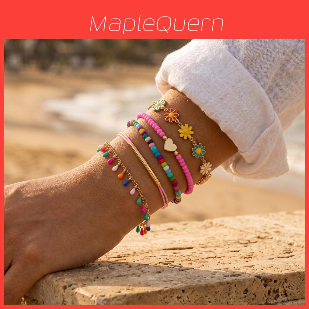 Colorful Daisy Flower Hand Chain With Pearl Beads For Girls And Women