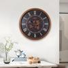 Wood Grain Wall Clock Retro Style Living Room Clock Silent Movement Large Clock Creative Wall Decoration Ornaments