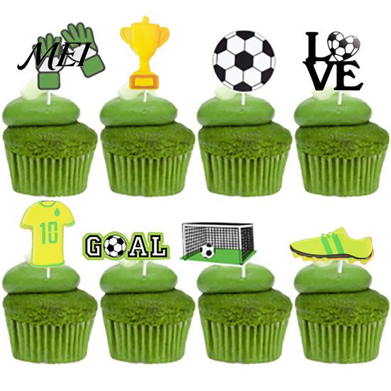 Soccer Party Baking Accessories 8 Pcs Cake Topper Decoration, Ball Goal Sports Dessert Toppers Shoe Cupcake for Sport Theme Birthday Supplies Decor