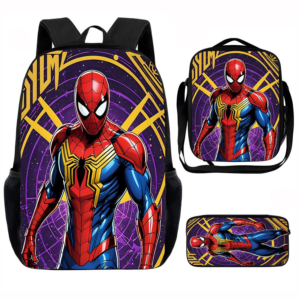 Spider-Man School Bag Lunch Bag Pencil Bag Elementary School Backpack Cartoon Peripheral Backpack Children's Bag Three-piece Set