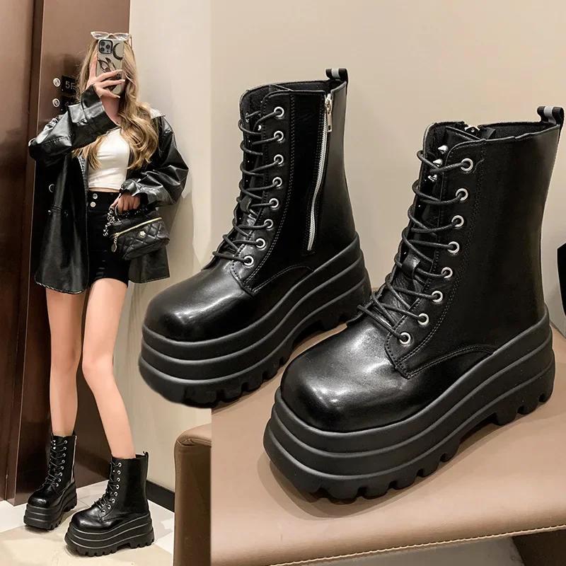 Fashion Side Zipper Large Size Thick-soled Short Boot Women's 2025 Spring and Autumn New European and American Fashion Boots