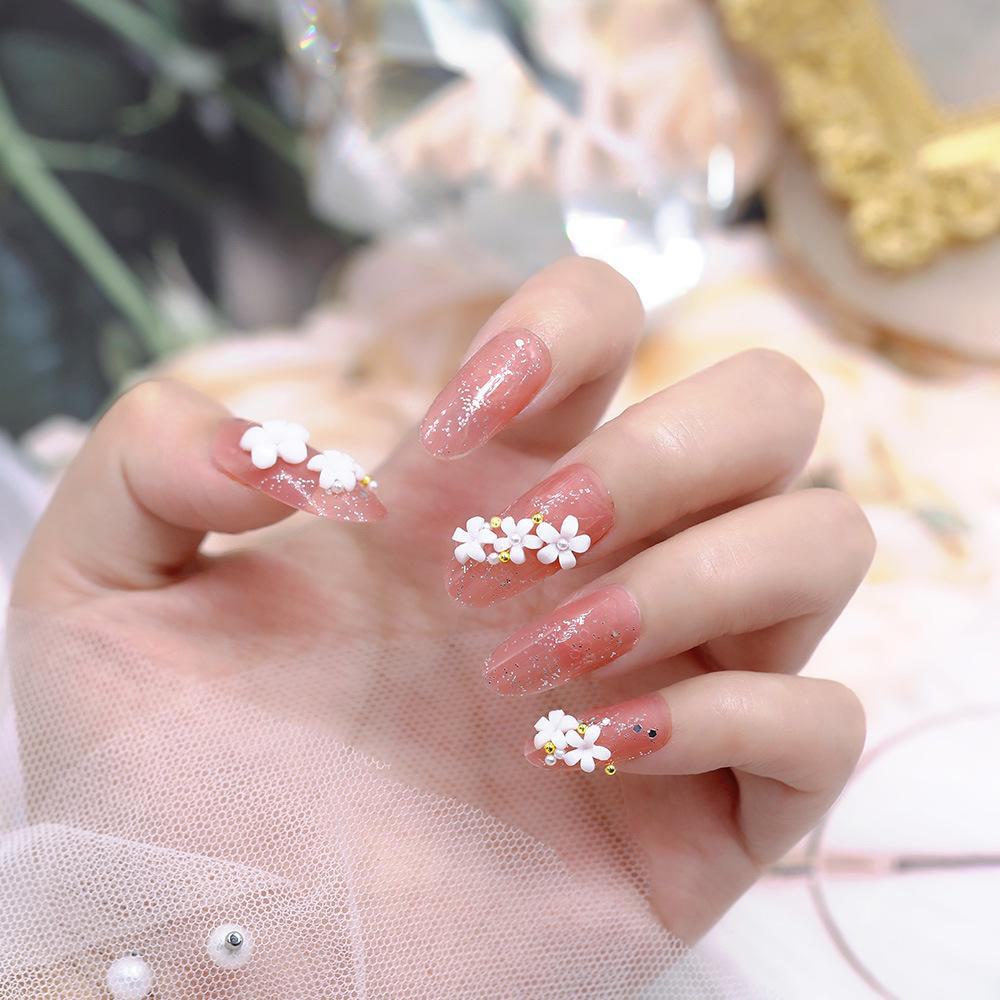 2021 White Resin 3D Five-Petal Flower Nail Art Accessories