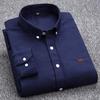Men's 100% Cotton Oxford Long Sleeve Embroidered Casual Shirt