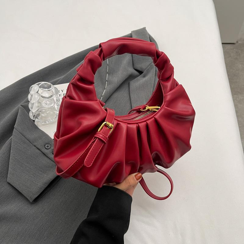 Niche design hand-held pleated small bag women's 2025 new popular retro shoulder messenger bag