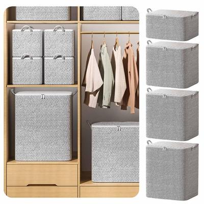 Large-Capacity Clothes Storage Bag With Handle Dust-proof Non-woven Storage Bins Closet Organizers with Lids Zipper