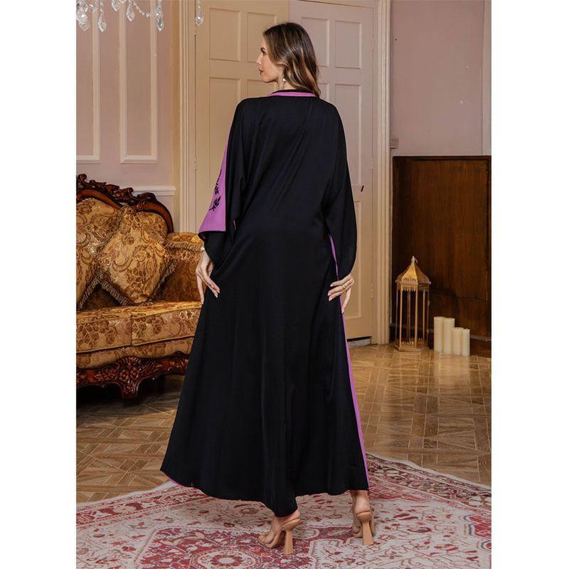 Cross-Border New Middle East Clothing Patchwork Robe Rope Embroidery Dubai Travel Leisure Arab Robe Dress Dress