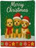 Cute Puppy Dog Family Christmas Throw Blanket Home Decor Festive Holiday Xmas Gift Seasonal Cozy Decor