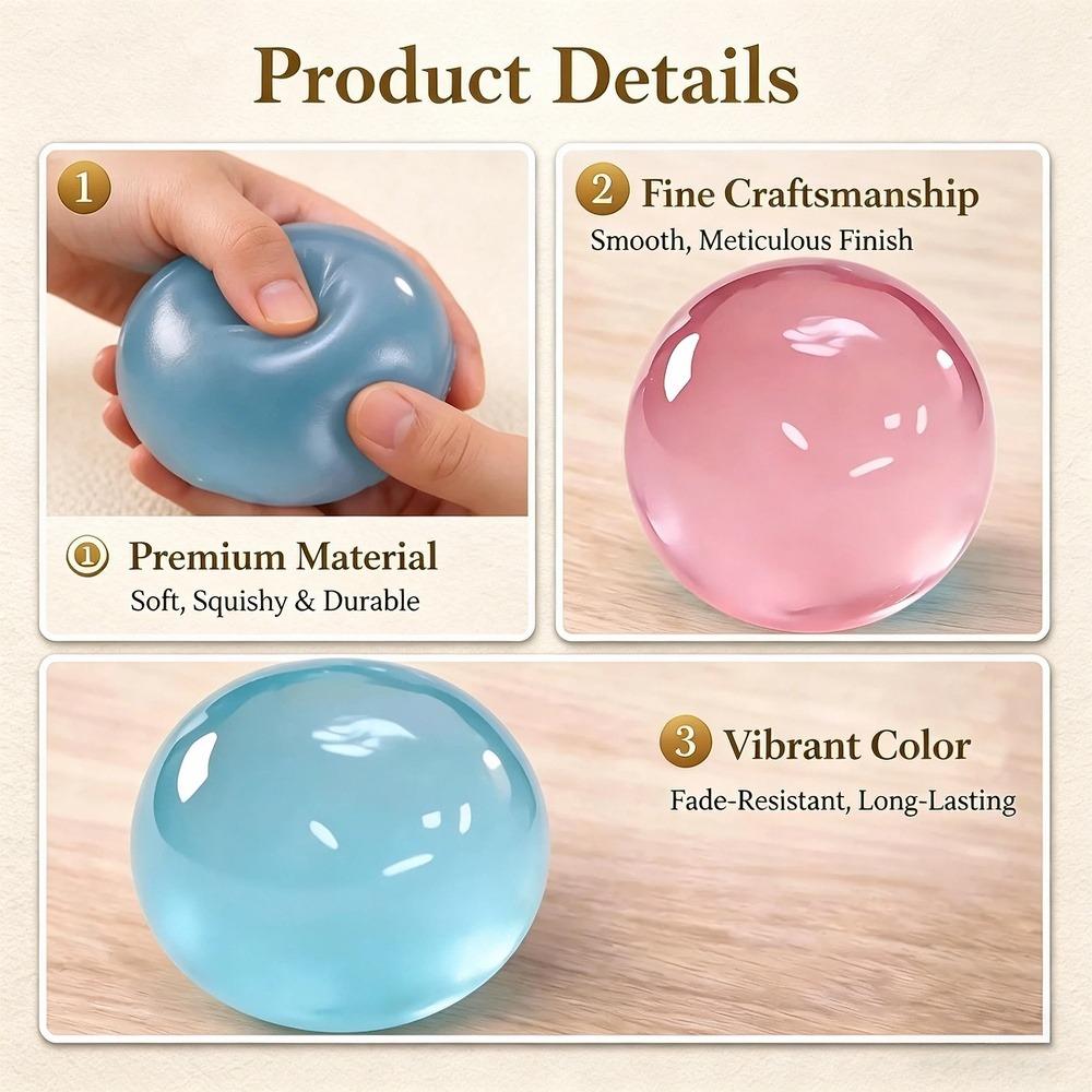 Pink Maltose Squishy Toy Cute hi Anti Stress Fidget Toy Soft Simulated Pink Transparent Ball Quick-rebound Decompression Toy