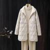Leichte, warme Daunenjacke für den Winter in einfarbiger, langer, lockerer, lässiger Temperamentjacke für Damen