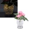 Rose Tischlampe Exquisite elegante kabellose LED-Kunstblumen-Touch-Lampe mit klarer Kristallvase