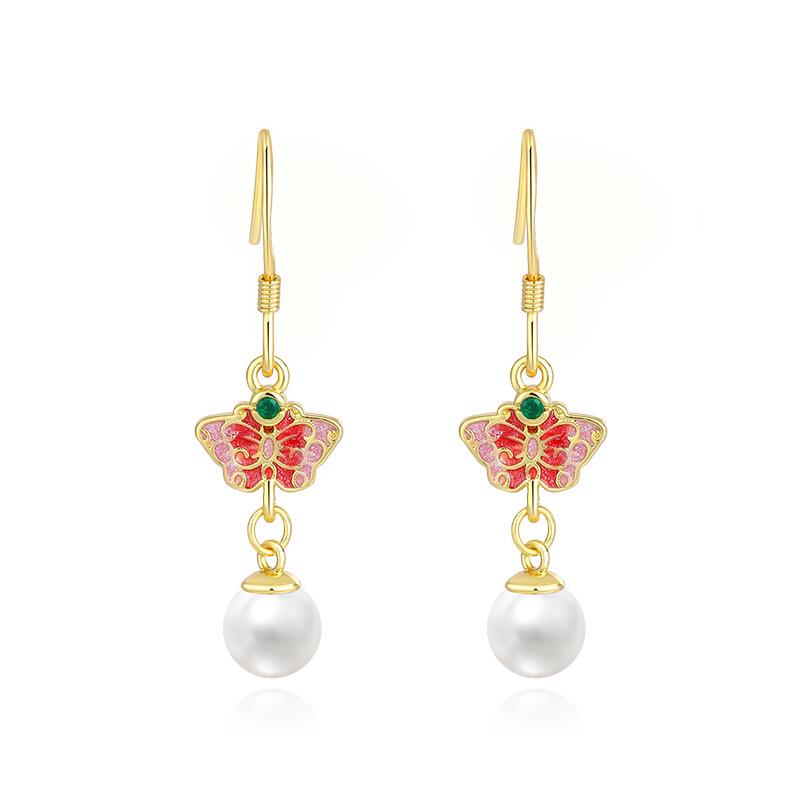 Butterfly Stud Earrings: 925 Sterling Silver, Chinese Palace Style, Qipao Inspired, Light Luxury Ear Hooks for Women