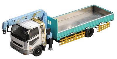 Prodotti Gaincorp Mitsubishi Fuso Fighter con gru Finitura Legno Prodotto finito 1/64 (1024) / Bianco/Verde (Scatola accessori) KS082-488