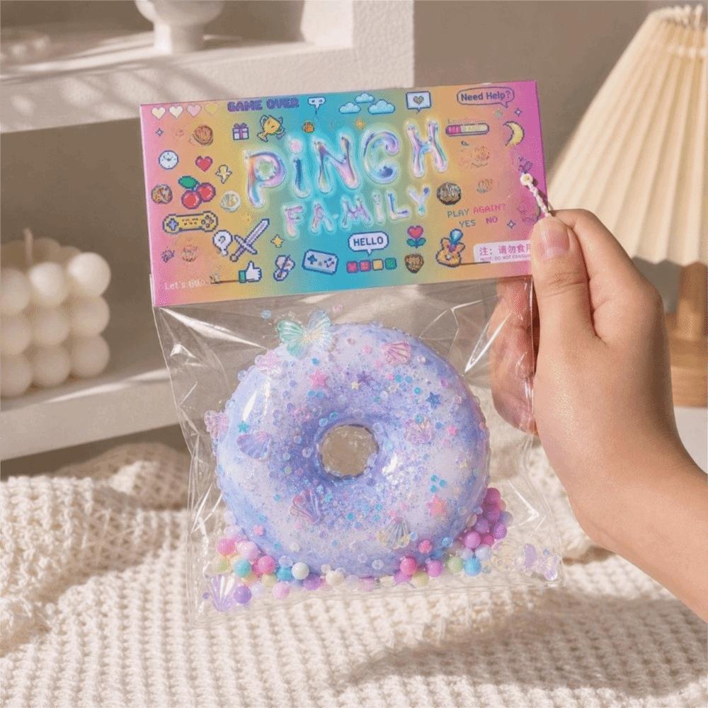 Slow Rebound Cake Squeeze Toys Soft Sticky Doughnut Squishy Toy Doughnut Fidget Toy Desktop