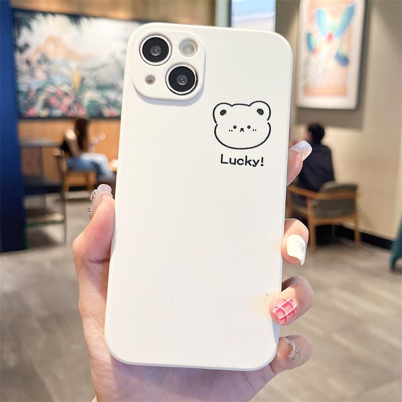 Lucky bear applies to Apple 15promax mobile phone case iPhone14 couple 13pro new 12 cartoon