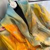 Print Scarf Spring Summer Oil Painting Summer Artificial Silk Scarf  Women's  Beach Towel Shawl