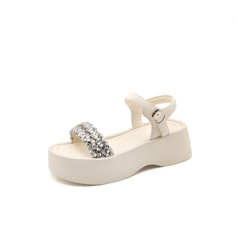 Fasjonable sandaler med tykksåle og høydeøkning, lette og sklisikre fritidssandaler, nye sommersandaler for kvinner med myke såler som ikke gjør deg sliten og er allsidige.