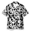 Farm Animals Dairy Cow Print Leisure Shirts for Men Cute Black White Panda Penguin Lapel Button Shirts Summer Fashion Asian Size