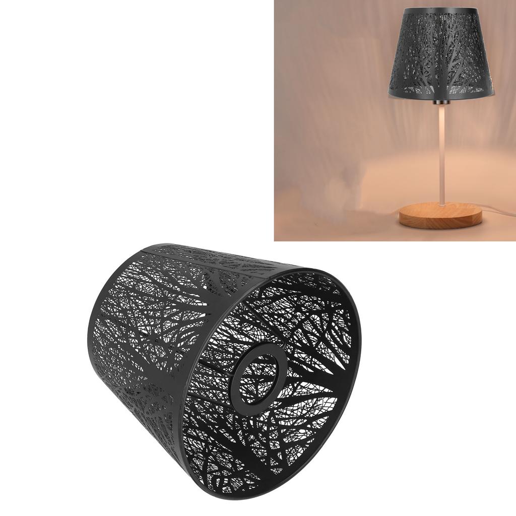 Wrought Iron Lampshade Carved Tree Shaped E27 Lamp Shade for Table Lamp Bedroom Bedside Decor