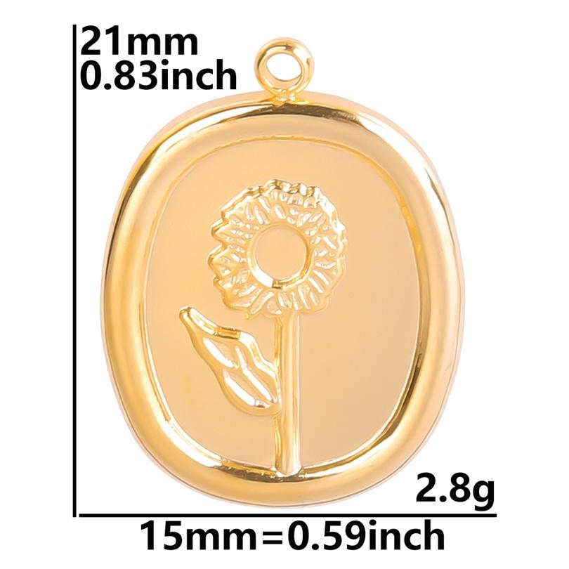 6 Stück Antike Relief Rose Tulpe Sonnenblume Edelstahl Anhänger Für Schmuckherstellung Großhandel Königlicher Hofstil Oval Handgefertigter Anhänger