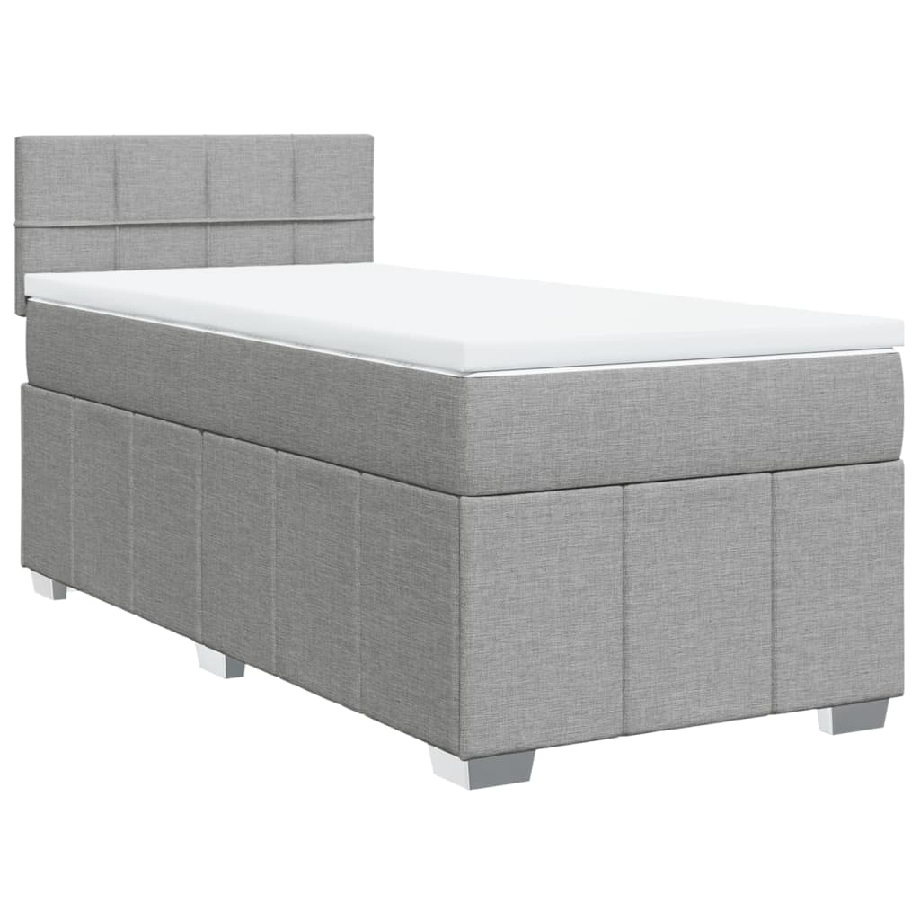 Box Spring Bed with Mattress Light Grey 80 x 200 cm Fabric