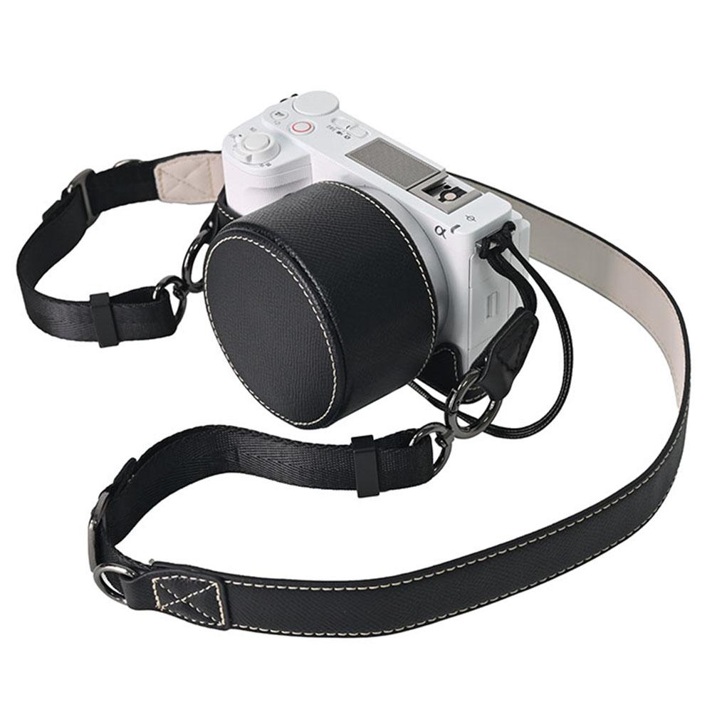 

For Sony ZV-E10 II Camera Base with Lens Cap Shoulder Strap PU Leather Protective Case Detachable Battery F