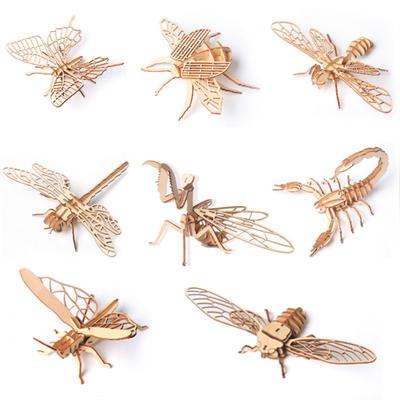 3D Wooden Butterfly Insect Model Puzzles DIY Assembly Crafts Education Kids Toy