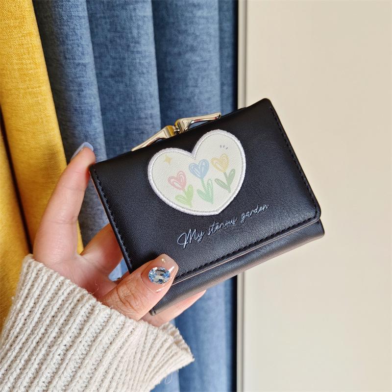 Женский корейский короткий кошелек-тюльпан 2025 года - Складной кошелек для мелочи с держателем для нескольких карт 1150₽