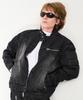 Hoodhood Embossed Denim Biker Jacket Black