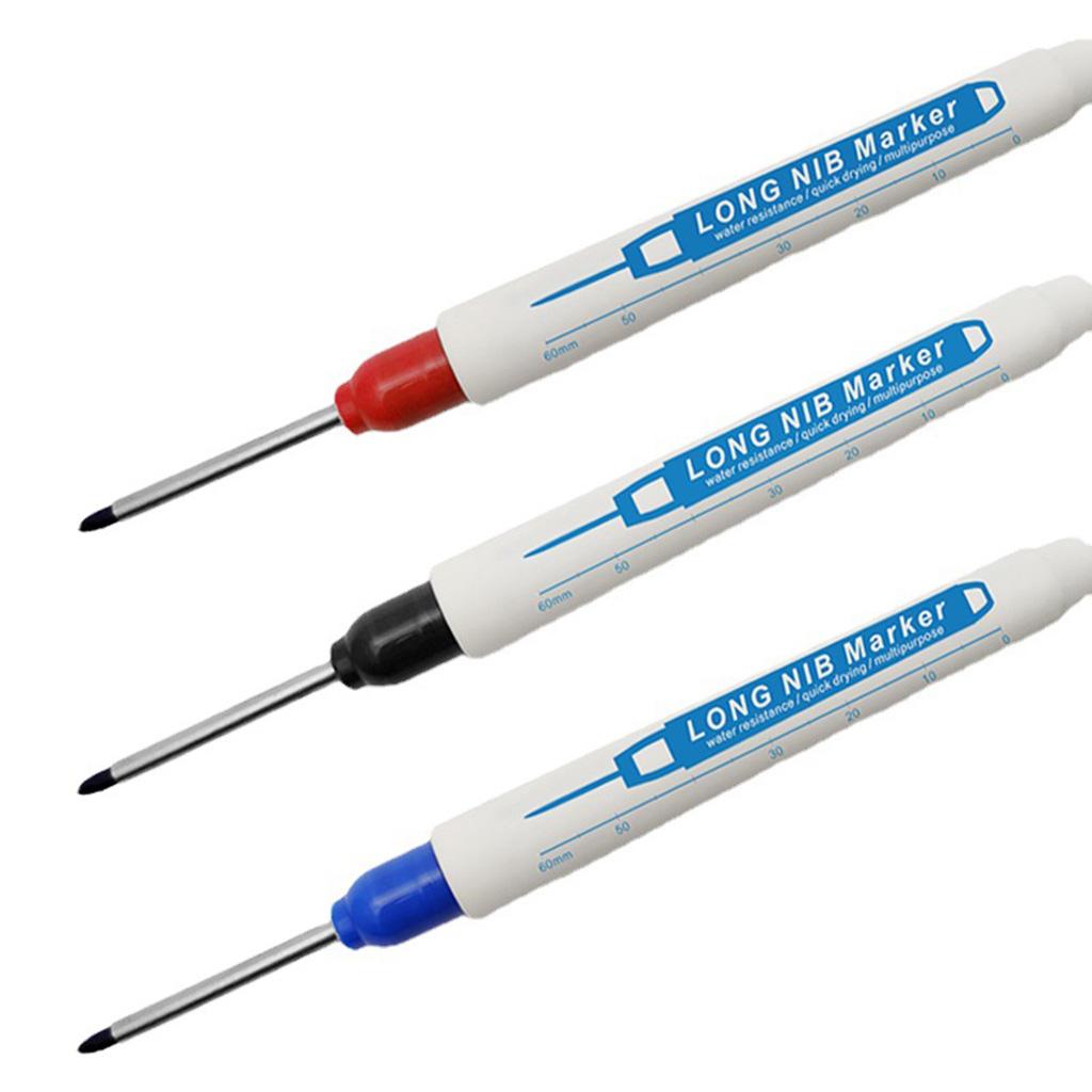 Multi-purpose Marker Pen Deep Hole Marker Pen Long Markers Black Blue Red for Bathroom Woodworking Rock Painting