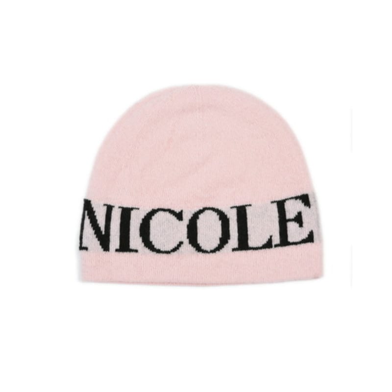 

NICK&NICOLE CASHMERE LETTERING JAQUARD BEANIE_pink FREE