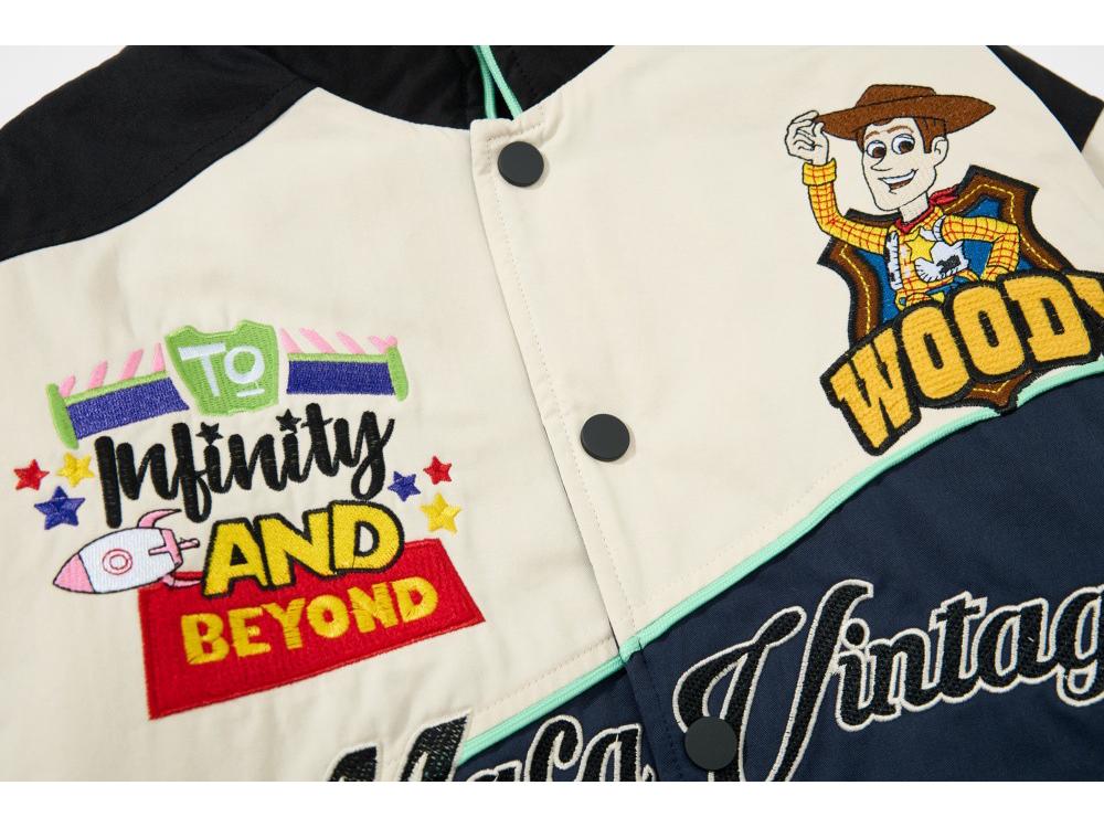 Chaqueta de Béisbol Patchwork de Dibujos Animados de Moda para Hombre - Otoño de Corte Holgado con Cuello Alto