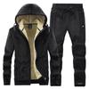 Men's Winter Lambswool Cotton Tracksuit: Hooded Jacket & Plus-Size Pants