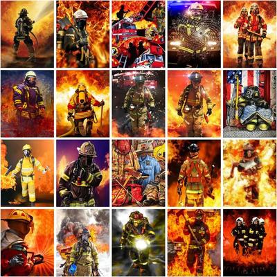 5d Diy Diamant Malerei Feuerwehrmann Voll Runde Diamant Stickerei Mosaik Feuer Kampf Held Figur Dekoration