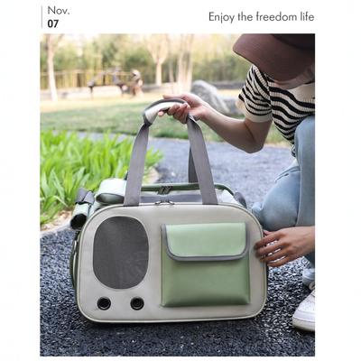 Transportadora para Animais de Estimação, Transportadora para Filhote de Cachorro Pequeno, Bolsa de Transporte, Bolsa de Mão Premium em Couro PU para Viagens ao Ar Livre, Caminhadas, Trilhas, Compras (Verde)