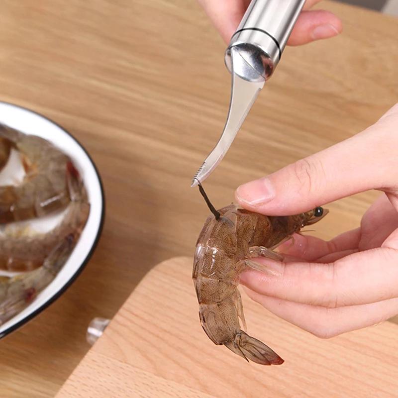 1 ud. Pelador de gambas Acero Inoxidable Device Desvenador de gambas Pelar Dispositivo Creativo Cocina Cocinar Herramientas para Mariscos Gadgets de Cocina Camarones