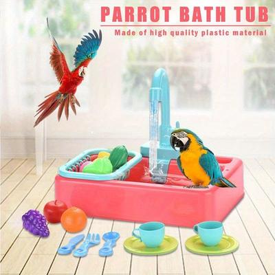 Parrot Perch Shower Pet Bird Bath Cage Basin Parrot Bath Basin Parrot Shower Bowl Birds Accessories Parrot Toy