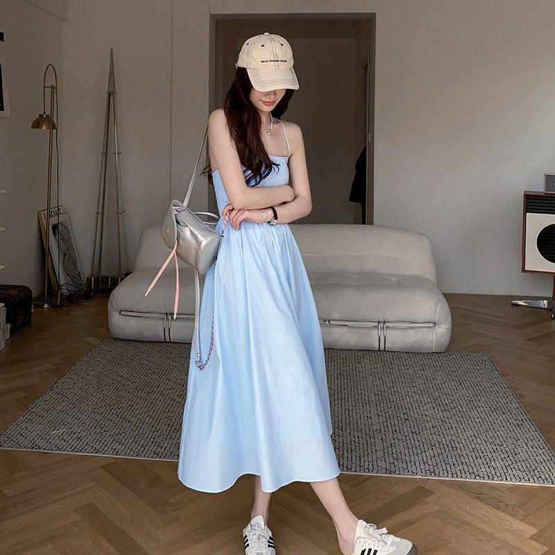 Seaside Holiday Wind Strap Halter Suspender Dress Fairy Summer New Beautiful Sexy Waist and Thin Dress